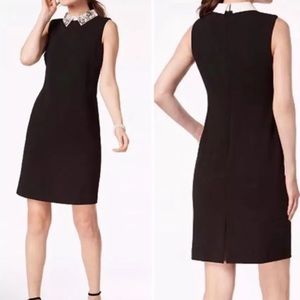Ivanka Trump Embellished Collar Dress 14 Black